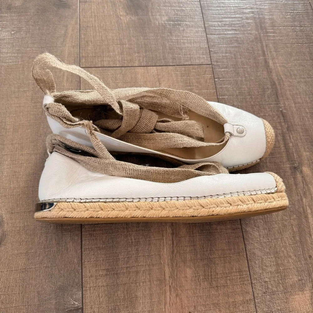 Stuart Weitzman Espadrille Flats Wrap‎ Up Tie Shoes Size 8.5M Vacation Beach